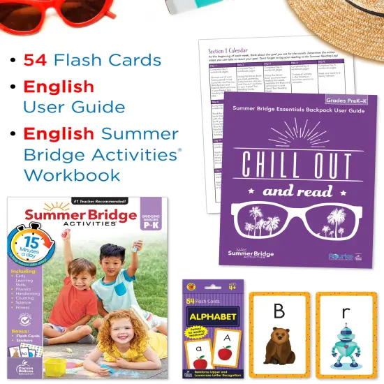 Summer Bridge Activities PreK-K Bundle, Ages 4-5, Math, Phonics, Handwriting, and Science Summer Learning Kindergarten Workbooks, Alphabet Flash Cards, Children's Books, and Drawstring Bag {3}