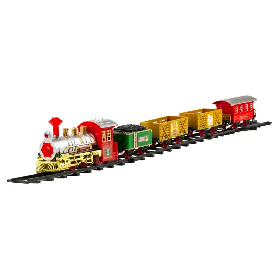 Northlight 16-Piece Battery Operated Lighted and Animated Christmas Express Train Set with Sound Red {1}