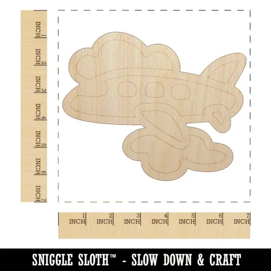 Airplane Flying Through Clouds Travel Trip Unfinished Wood Shape Piece Cutout for DIY Craft Projects {1}