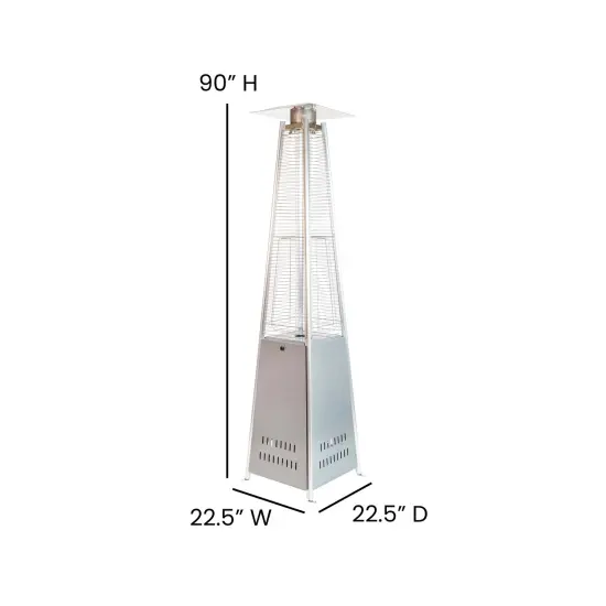 Merrick Lane Stainless Steel Pyramid Shape Portable Outdoor Patio Heater - 7.5 Feet Tall Silver {5}