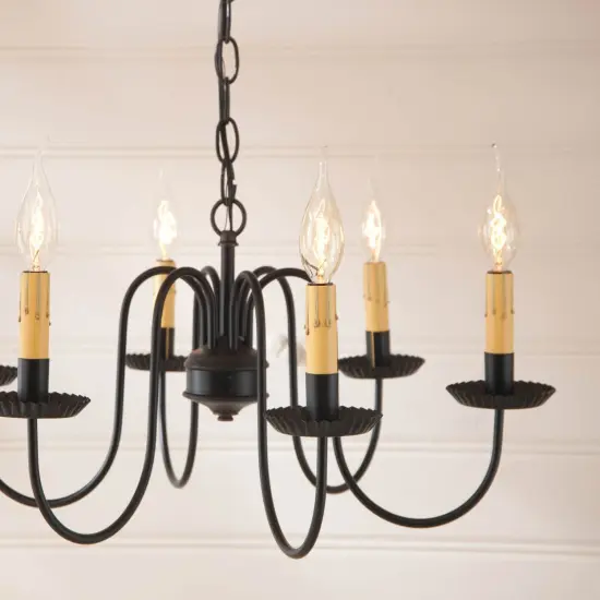 Sheraton Six Arm Chandelier in Black {4}