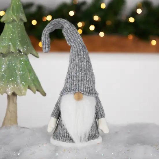 Northlight Standing Knitted Gnome Christmas Figure - 14" - Gray and White {3}