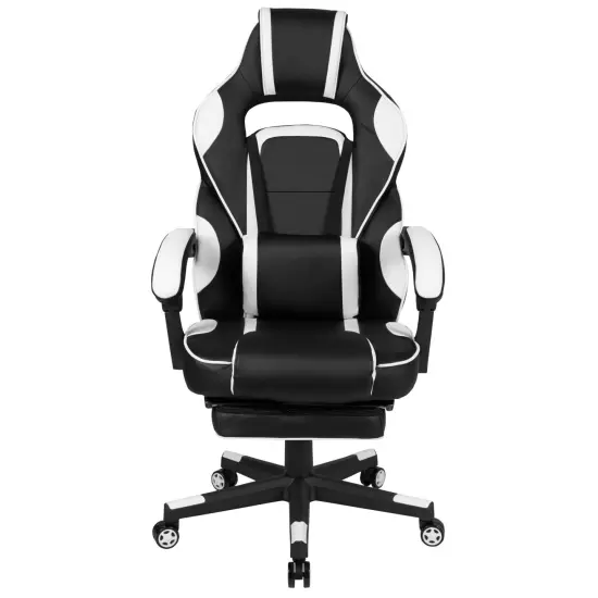 Emma and Oliver Ergonomic Gaming Chair -Recline Back/Arms, Footrest, Massaging Lumbar White {3}