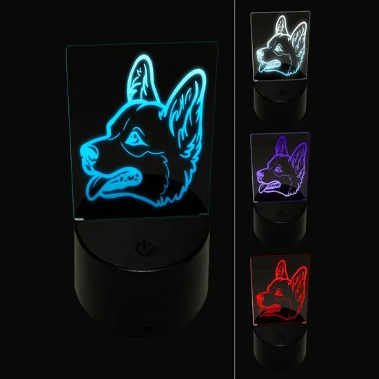 Pembroke Welsh Corgi Head Dog 3D Illusion LED Night Light Sign Nightstand Desk Lamp {1}