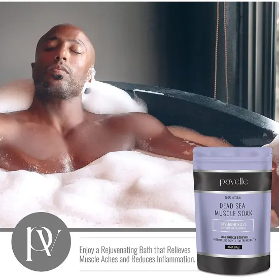 Pavelle Dead Sea Muscle Soak Bath Salts, Bath Soak for Body Pain Relief, 3lb (1.7kg) {4}