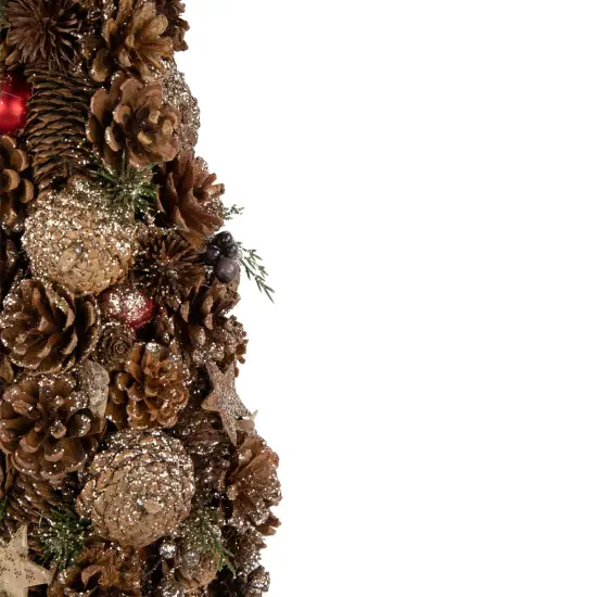 Northlight Pinecone, Berry and Star Cutouts Christmas Cone Tree Decoration - 17" Green {4}