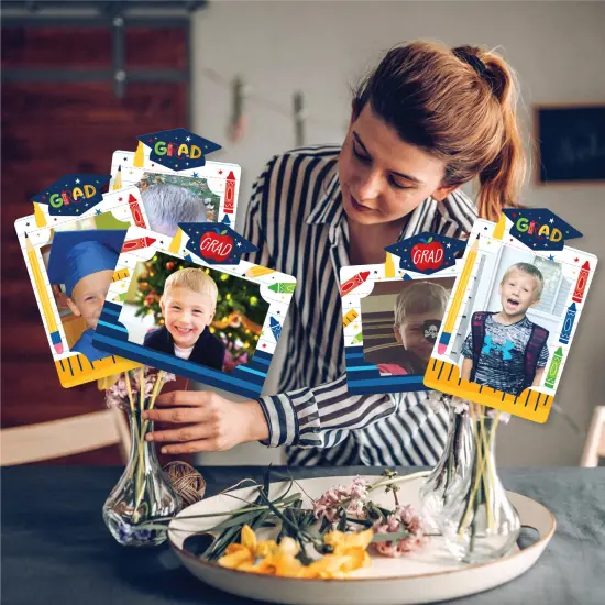 Big Dot of Happiness Elementary Grad - Kids Graduation Party Picture Centerpiece Sticks - Photo Table Toppers - 15 Pieces {3}