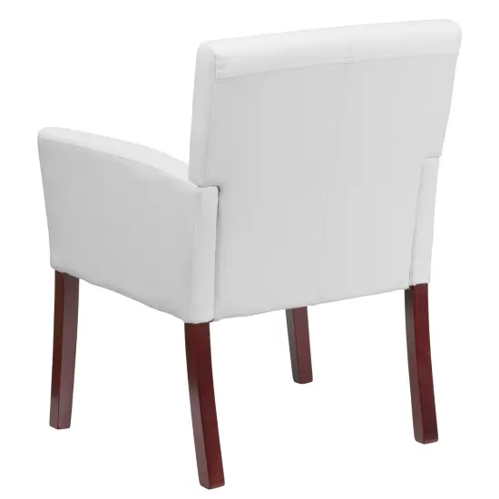 Emma and Oliver Faux Leather Executive Side Reception Chair with Mahogany Legs Burgundy {9}