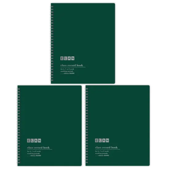 Class Record Book, Grades for 6-8 Weeks, 36 Student Names, Large Blocks, Pack of 3 {1}