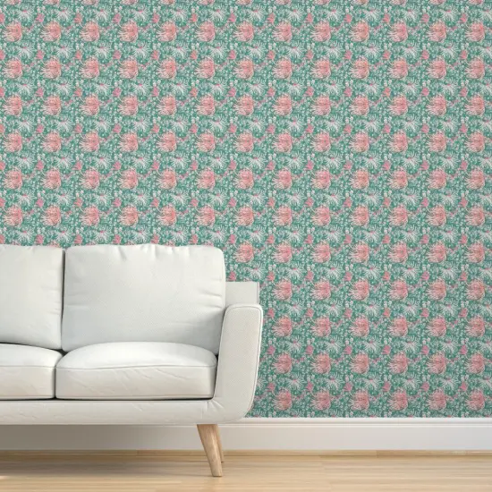 Peel & Stick Wallpaper 2FT Wide Floral Nature Botanical Garden Nouvea Japon Chrysanthemum Japanese Custom Removable Wallpaper by Spoonflower {5}