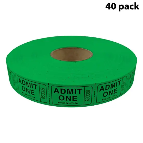 Tacticai 2000 Admit One Raffle Tickets &ndash; Single Roll, Consecutively Numbered &ndash; Perfect for Events, Entry, Fundraisers & Prizes &ndash; Available in 8 Colors Green {1}