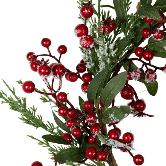 Northlight Real Touch&trade;️ Frosted Berries and Pine Artificial Christmas Wreath - 18" - Unlit Red {5}