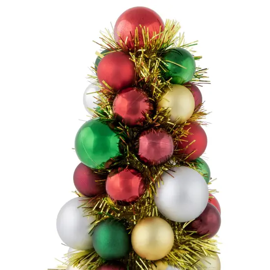 Northlight Shatterproof Ball Christmas Cone Tree with Tinsel - 15.75" - Multicolor {4}