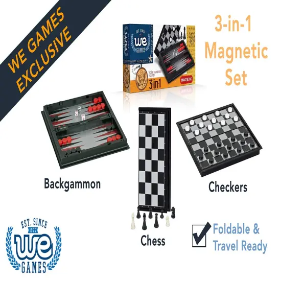 WE Games Magnetic 3-in-1 Combination Game Travel Set - 8 inches {3}