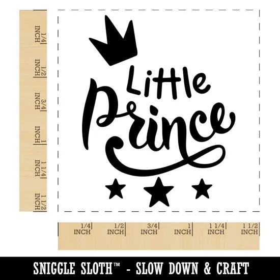 Little Prince Cursive with Crown and Stars Self-Inking Rubber Stamp Ink Stamper Black {1}