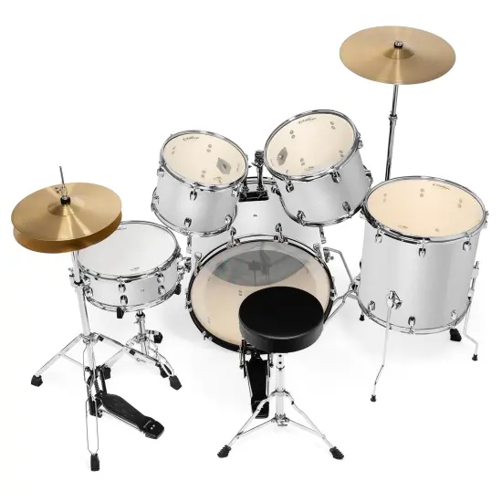 Ashthorpe 5-Piece Full Size Adult Drum Set with Remo Heads & Premium Brass Cymbals - Complete Professional Percussion Kit with Chrome Hardware {3}