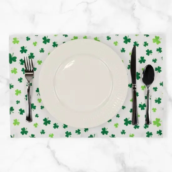 Northlight Shamrock St. Patrick's Day Placemats - 18" - White and Green - Set of 4 {3}