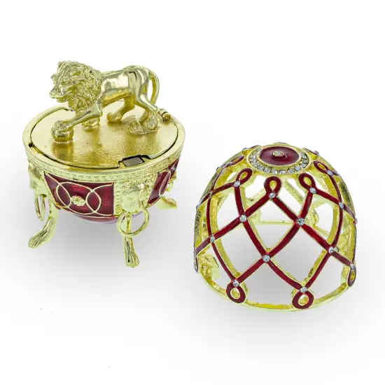 Golden Lion in the Jeweled Cage Egg Figurine {3}