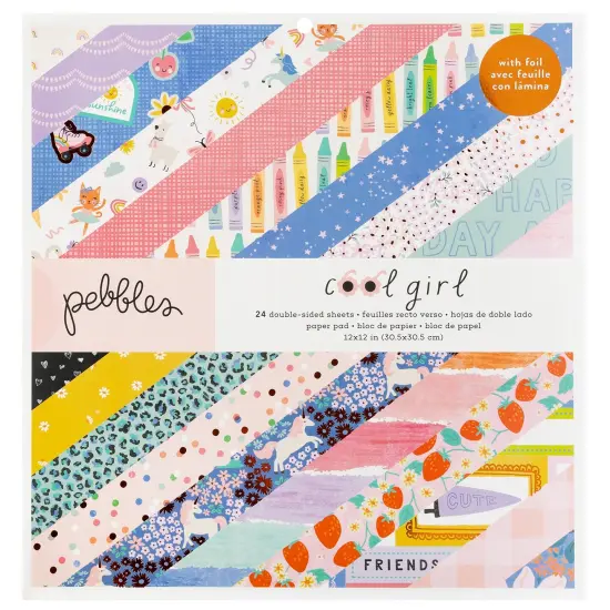 Pebbles Double-Sided Paper Pad 12"X12" 24/Pkg-Cool Girl, Gold Foil {1}