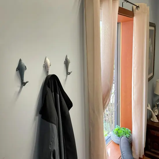 Set of 3 Colorful Coastal Cast Iron Dolphin Decorative Wall Hooks 5 inch {5}