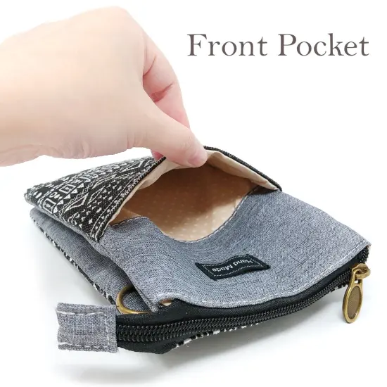 Wrapables Mini Crossbody Cell Phone Bag Zip Top / Black Deco {3}