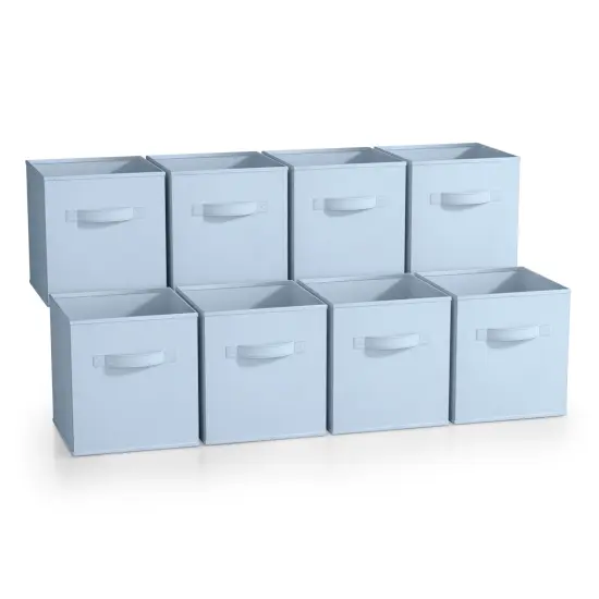 Sorbus 8 Pack 11 Inch Foldable Storage Cubes with Handles- for Organizing Home, Shelves, Nursery, Playroom, Closet and More Pastel Blue {1}