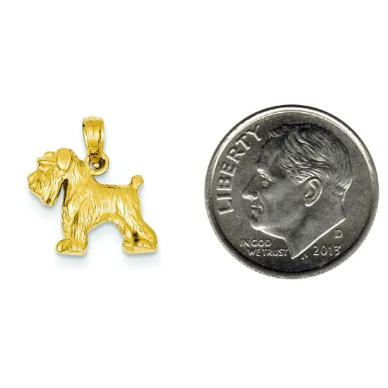 14K Gold Schnauzer Dog Charm German Doggy Pendant Jewerly 17mm x 15mm {2}