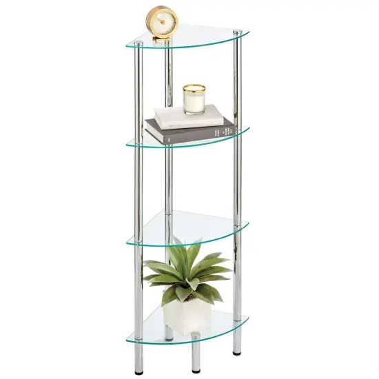 mDesign Glass Corner 4-Tier Storage Organizer Tower Cabinet {1}