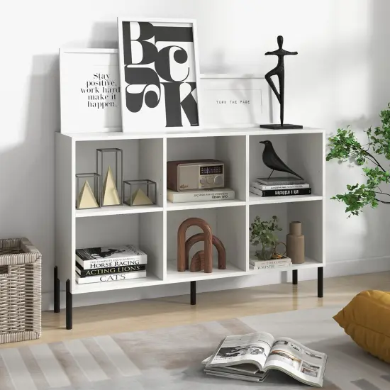 Costway 6 Cube Storage Shelf Organizer Bookcase Square Cubby Cabinet Bedroom Black/White {2}