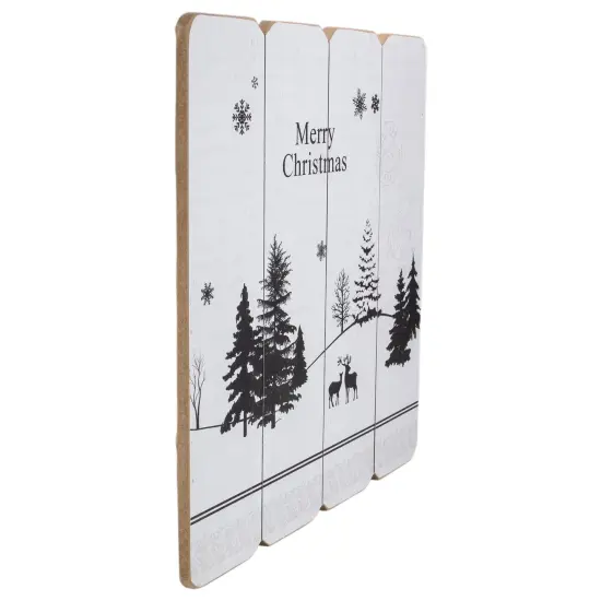 Northlight 16&rdquo; White Merry Christmas Post Card Winter Scene Wooden Wall Sign {5}
