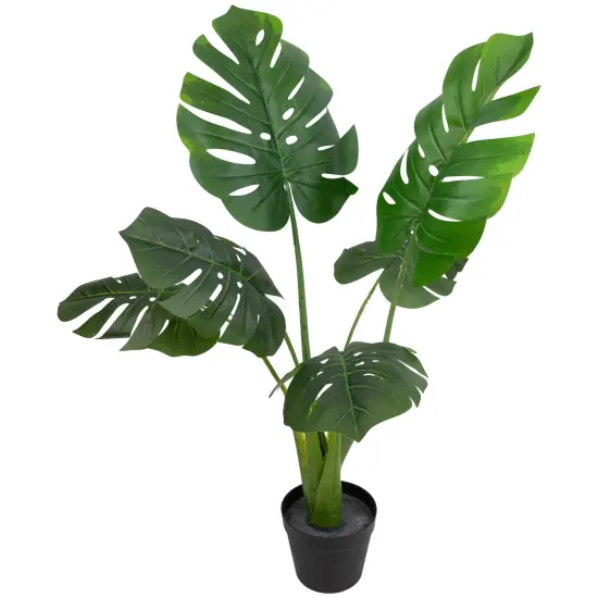 Northlight 35" Green Wide Leaf Monstera Artificial Potted Plant {4}