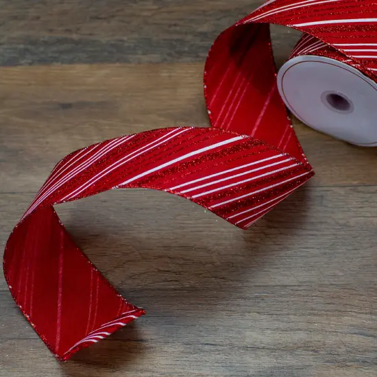 Northlight Red and White Striped Christmas Wired Craft Ribbon 2.5" x 10 Yards {3}