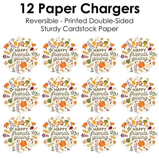 Big Dot of Happiness Fall Friends Thanksgiving - Friendsgiving Party Round Table Decorations - Paper Chargers - Place Setting For 12 {7}