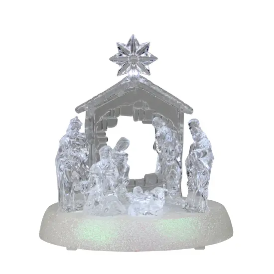 Northlight LED Lighted Christmas Nativity Scene - 7.5" - Pure White Clear {1}