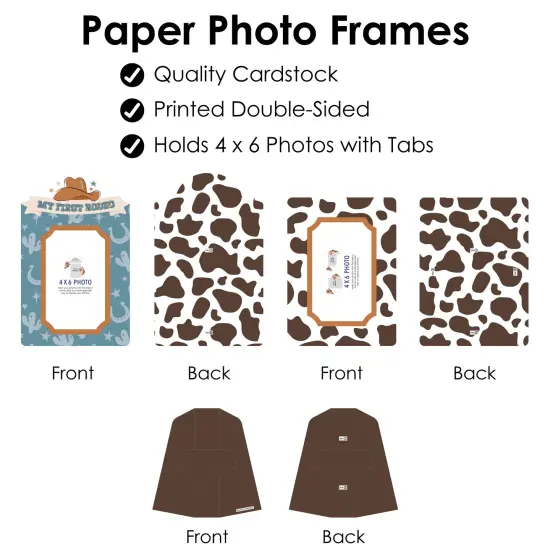 Big Dot of Happiness My First Rodeo - Little Cowboy 1st Birthday Party 4x6 Picture Display - Paper Photo Frames - Set of 12 {6}