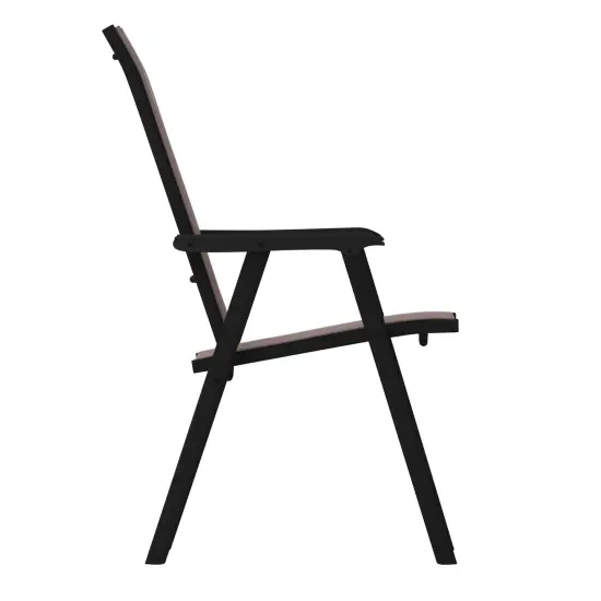 Emma and Oliver Outdoor Folding Patio Sling Chair / Portable Chair (2 Pack) Black {10}