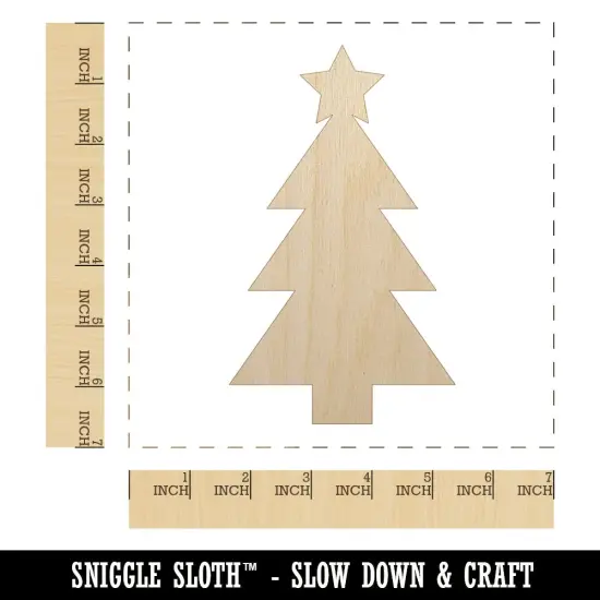 Christmas Tree with Star Solid Unfinished Wood Shape Piece Cutout for DIY Craft Projects {1}