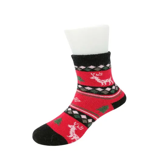 Wrapables Children's Thick Winter Warm Wool Socks (Set of 6), Christmas Reindeer / Medium {3}
