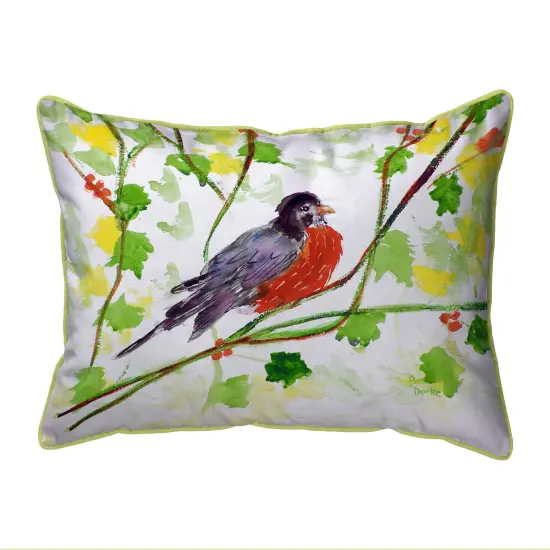 Betsy Drake Robin Small Indoor/Outdoor Pillow 11x14 {1}