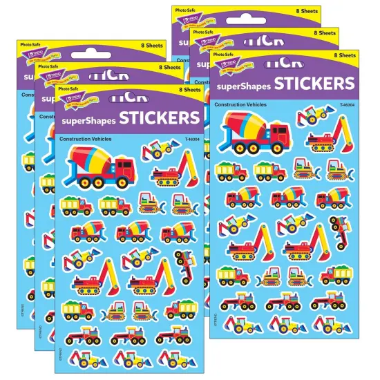 Construction Vehicles superShapes Stickers-Large, 200 Per Pack, 6 Packs {1}