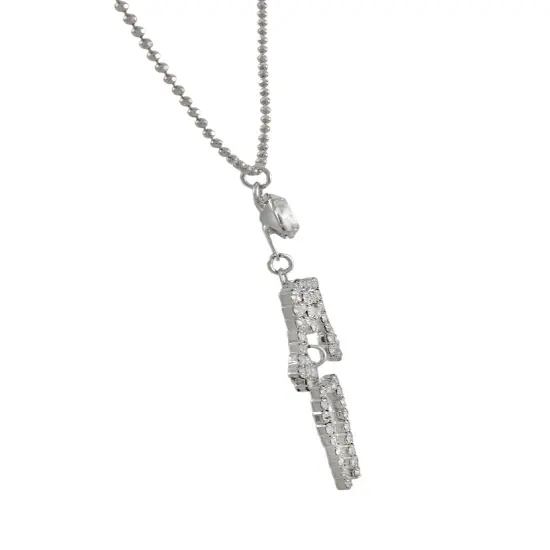 Rhinestone Dangling Skeleton Necklace {3}