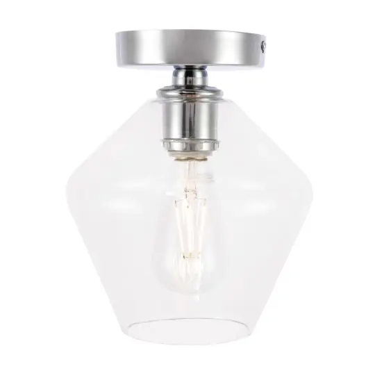 Gene 1 light Chrome and Clear glass Flush mount {1}