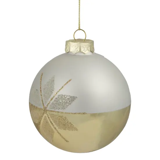 Northlight Glittered Snowflake Glass Christmas Ball Ornament - 4" - Gold {6}