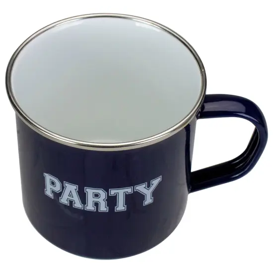 Avon 4.75" Dark Blue and White Metal Varsity Party Coffee Mug {4}