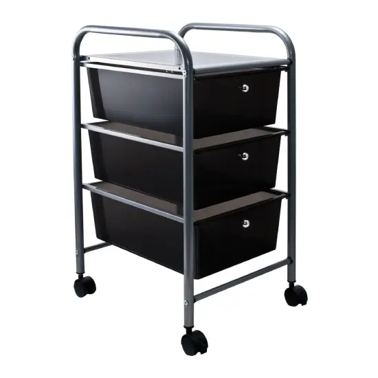 3-Drawer Rolling Cart, Smoke {1}