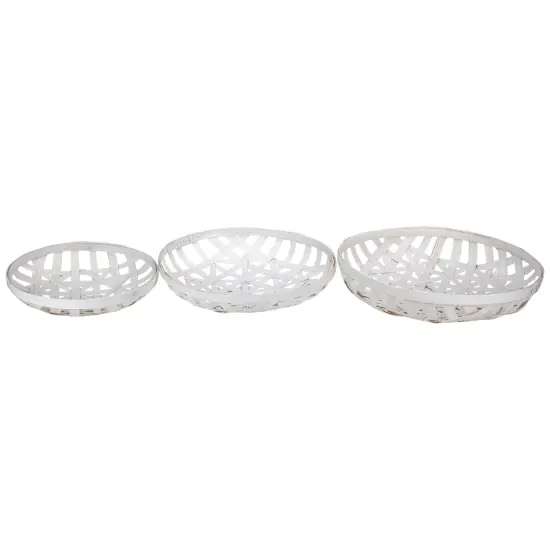 Northlight Round Lattice Tobacco Baskets - Snow White - Set of 3 {4}