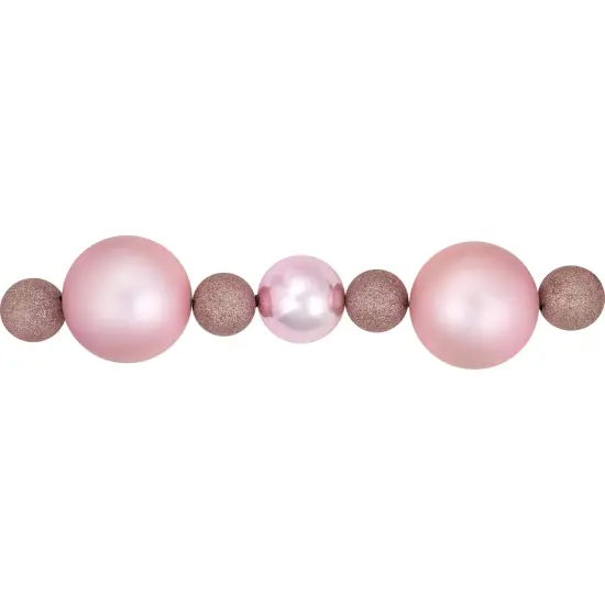 Northlight 3-Finish Shatterproof Ball Christmas Garland - 6' x 4" - Pink - Unlit {6}