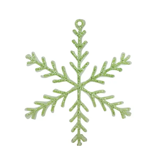 Allstate 8.75" Green and Clear Glittered Snowflake Christmas Ornament {1}