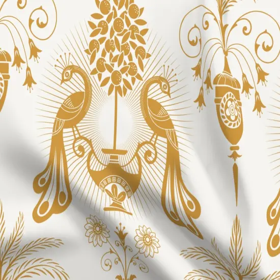 Various Fabrics by the Yard or Fat Quarter Gold Peacock Mediterranean Toscana Golden Italian Villa Palm Garden Fruit Damask Floral Botanical Classical Large Scale Custom Printed Fabric by Spoonflower {5}
