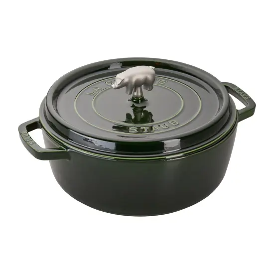 STAUB Cast Iron 6-qt Cochon Shallow Wide Round Cocotte {4}